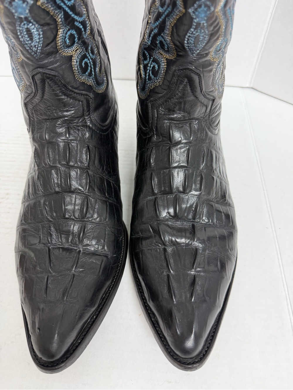 Boca Negro Jr. SZ 30 USA 11 Genuine Leather Alligator Print Cowboy Boots Mexico - Picture 4 of 13